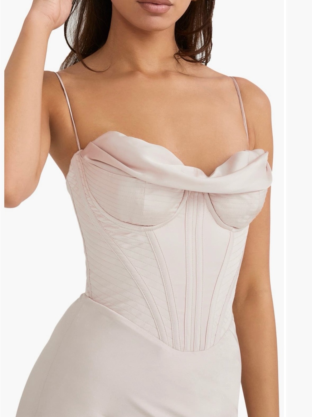 House of CB Myrna Blush Sculpted Corset Satin Slip Dress